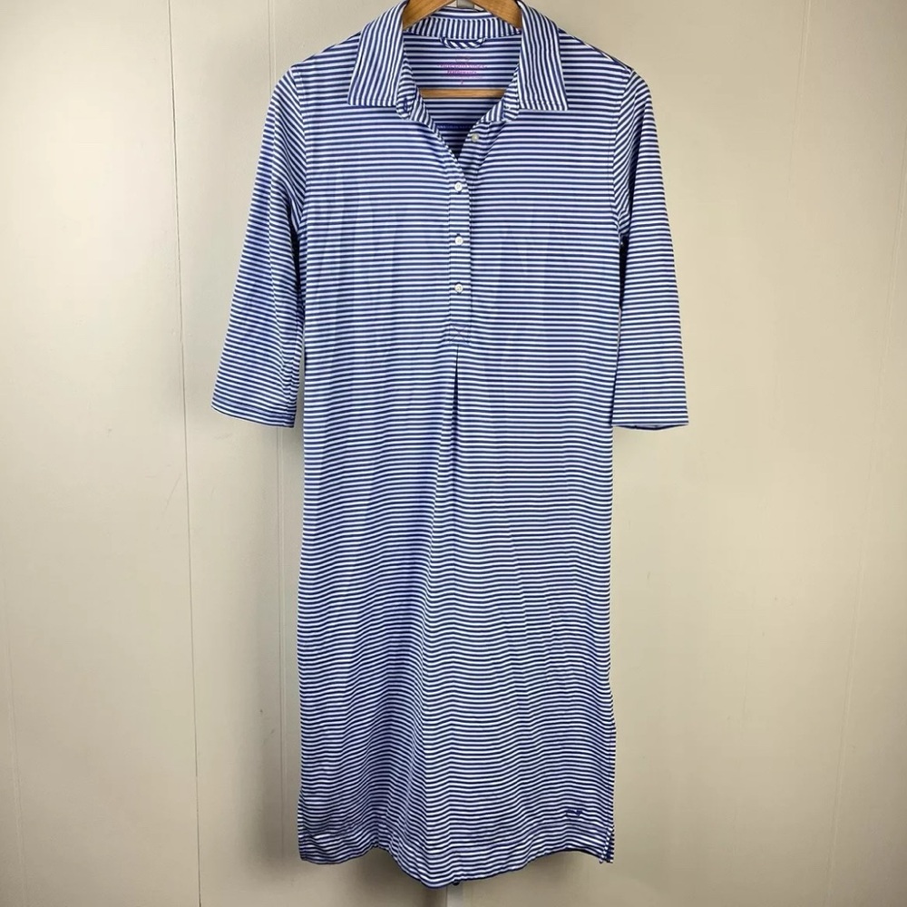 Vineyard Vines Blue Polo Collar 3/4 Sleeve Dress